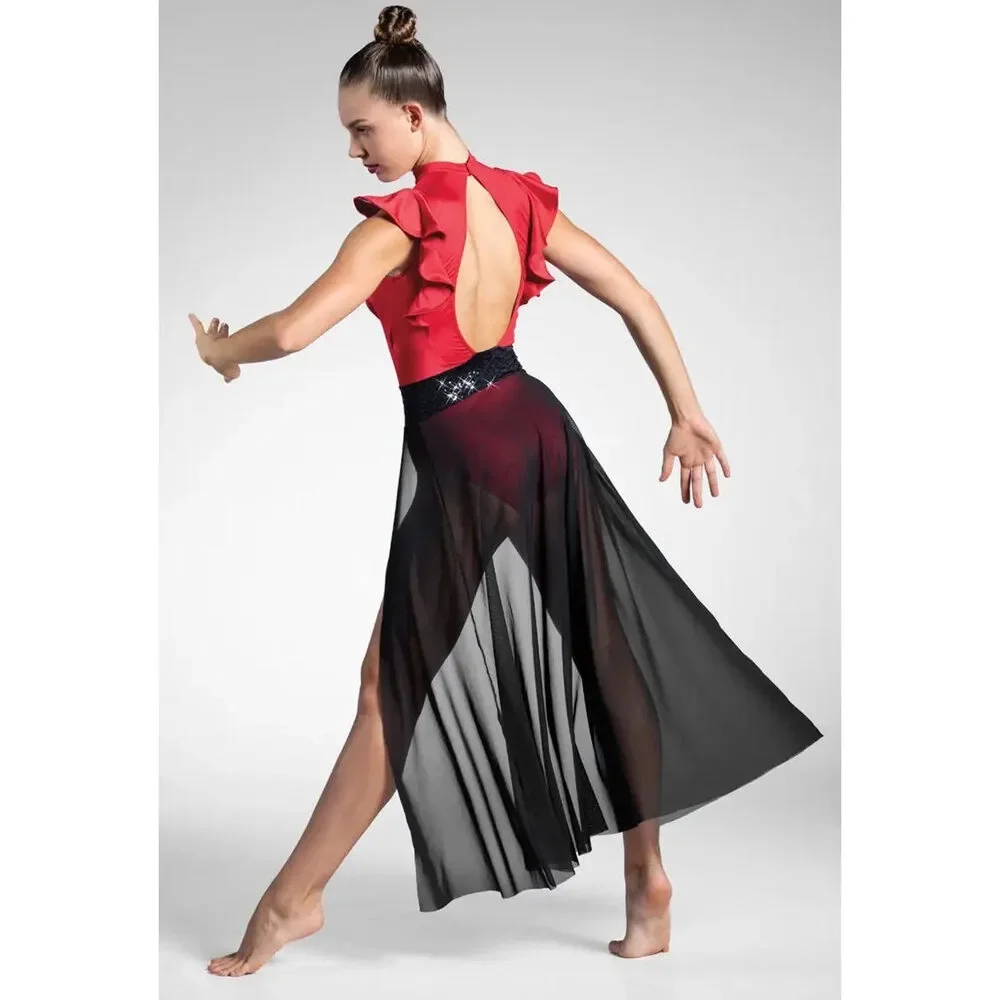 Pre-Owned Dance Costume Weissman D12165 Medium Child Red Ruffles Contemporary S